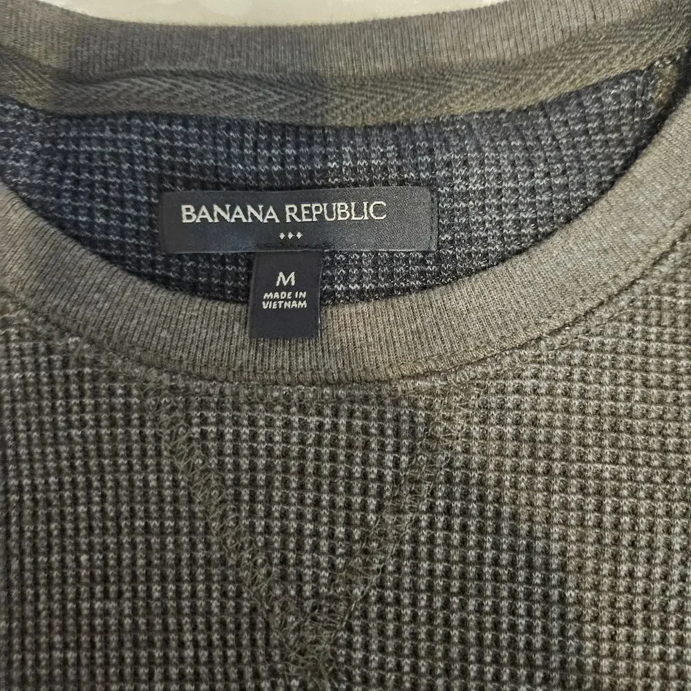 Banana Republic Men's Olive Knit Sweater Waffle-Knit Crew Neck Pullover M